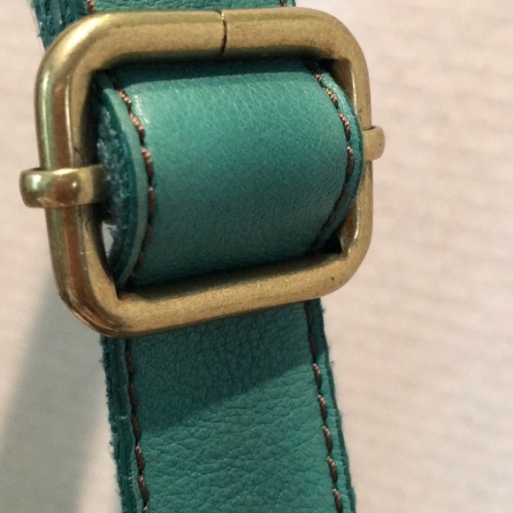 Fossil Teal Green Leather Messenger/ Crossbody Bag - Picture 6 of 16